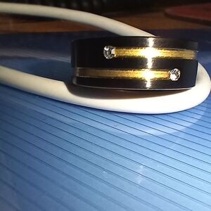 Black and Gold Ring with Crystals